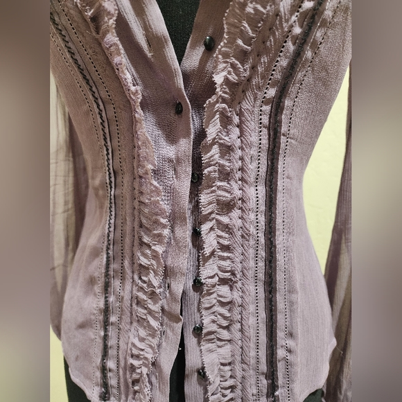 Signature Saks Fifth Avenue Silk lilac Victorian style Blouse Top XS - Picture 2 of 7